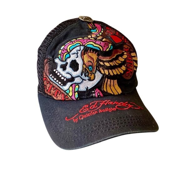 Ed Hardy Other - ED HARDY Trucker Hat Black Skull & Eagle Design NYC